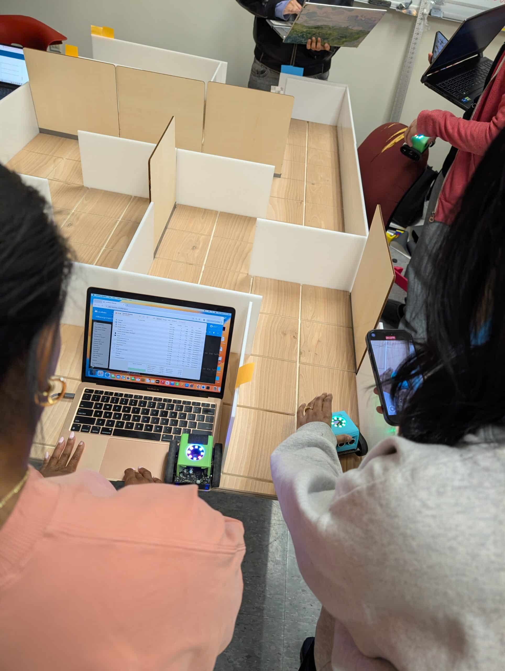 Gen Z students engaged in hands-on STEM learning with drones and robotics in a classroom setting