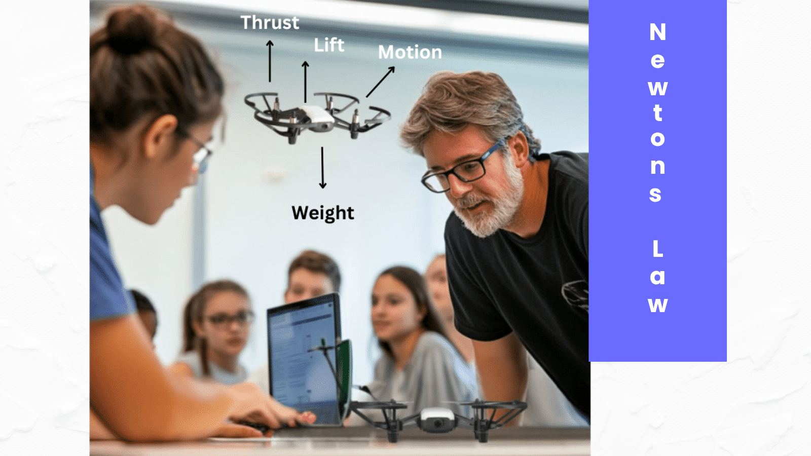 Teach newtons law of motion with drones